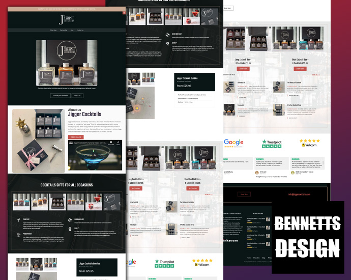 jigger cocktails website design