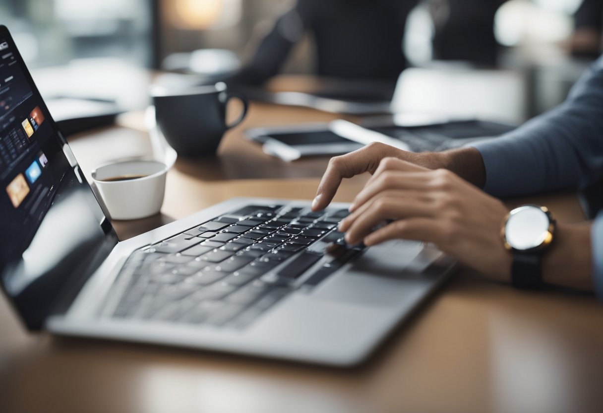 A freelance web designer uses digital tools to revise a website layout based on client feedback, implementing best practices for user experience