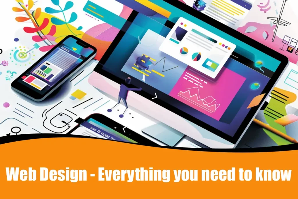 A modern web design layout showcasing bold typography, vibrant colours, and a responsive interface across desktop and mobile devices.