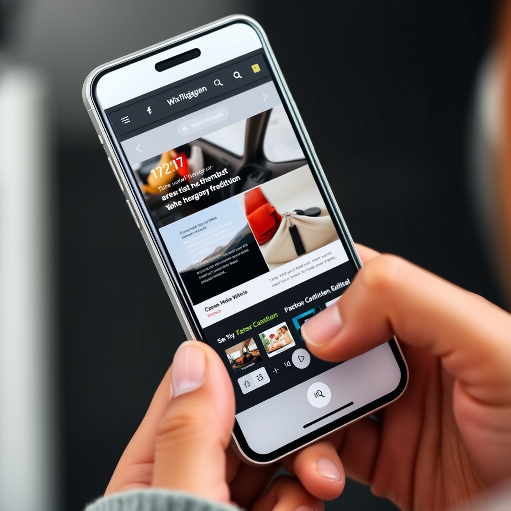 A high-quality stock image of a smartphone displaying a Wix website being edited, highlighting mobile responsiveness and editing capabilities.