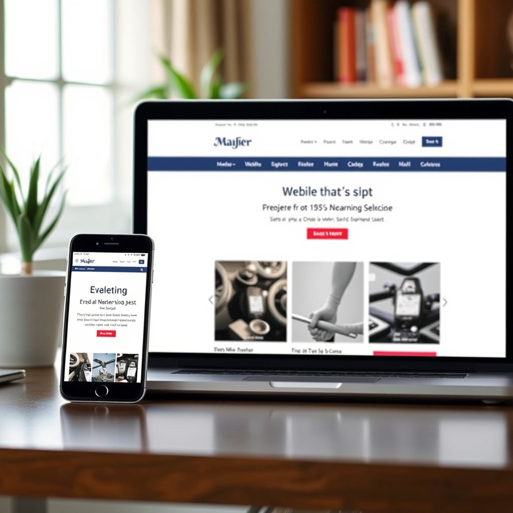 A high-quality image showing a smartphone, tablet, and laptop displaying the same website perfectly, highlighting mobile responsiveness and optimization techniques.