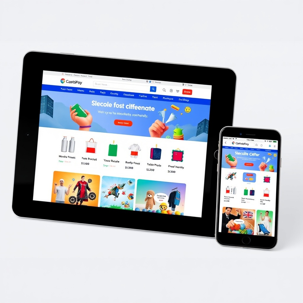 A vibrant e-commerce website displayed on a tablet and smartphone, illustrating seamless multimedia integration and responsive design in WordPress.