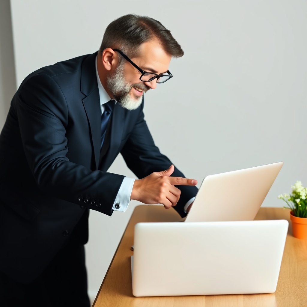 A high-quality stock image depicting a businessman and a web designer negotiating over a laptop, symbolizing price negotiation and budget discussions.