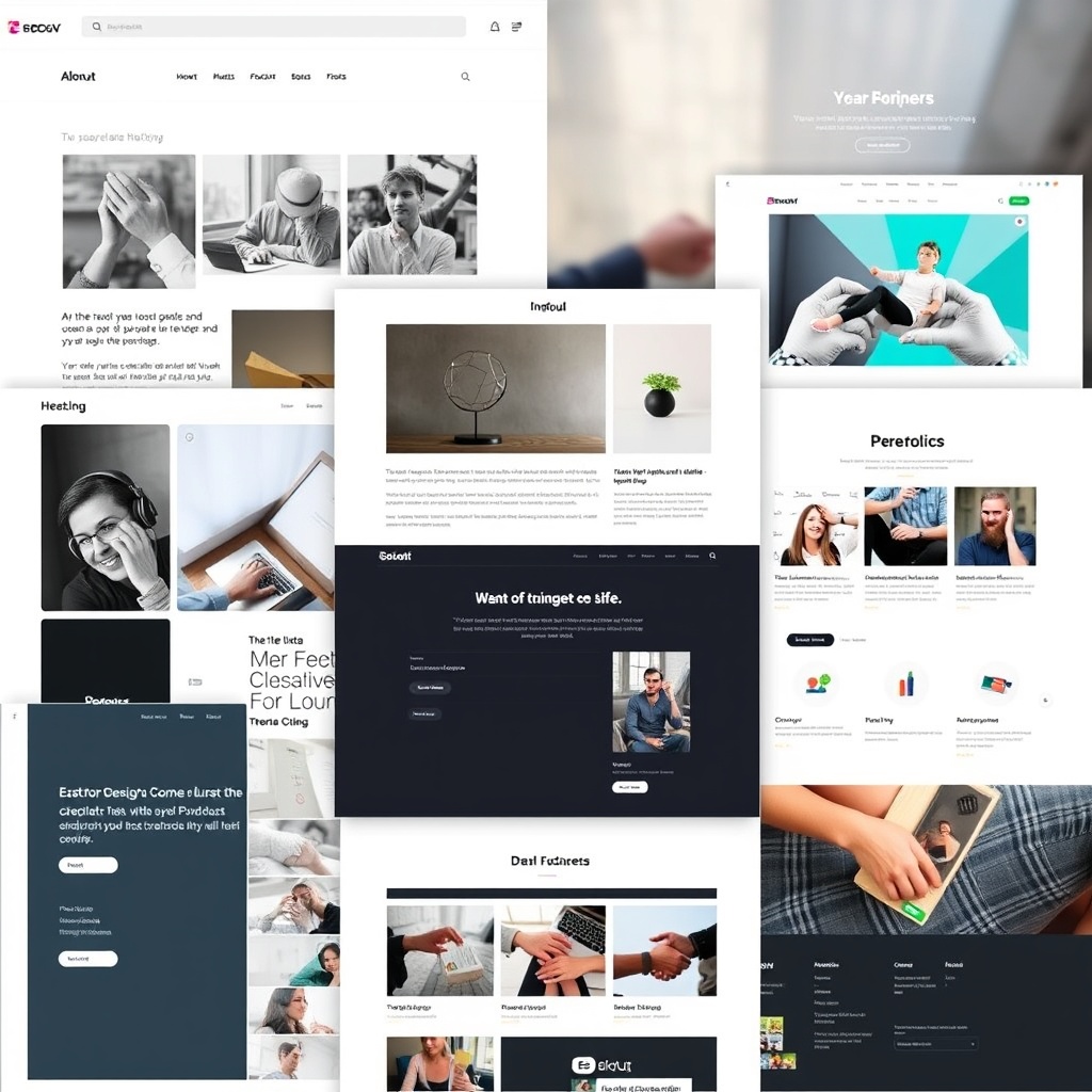 A collage of successful beginner websites including a personal blog, a small business homepage, and a portfolio site, showcasing diversity in design and content.