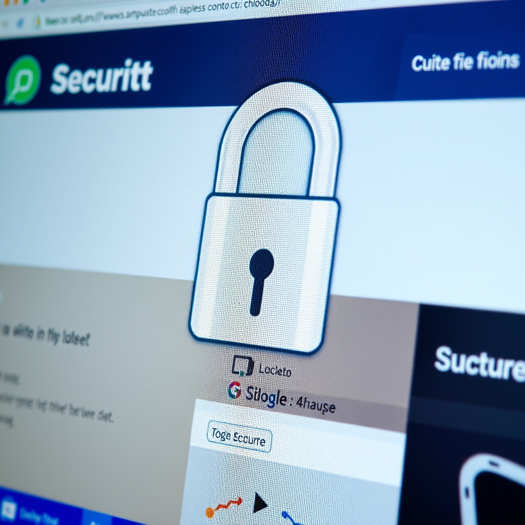 A close-up of a padlock icon on a computer screen with a secure website in the background, representing security considerations and the protection of user data in web design.